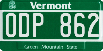 VT license plate ODP862