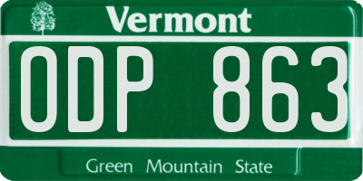 VT license plate ODP863