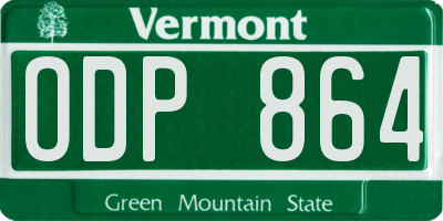 VT license plate ODP864