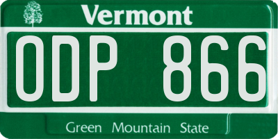 VT license plate ODP866