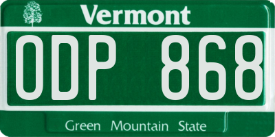 VT license plate ODP868