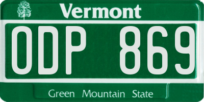 VT license plate ODP869