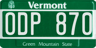 VT license plate ODP870