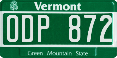 VT license plate ODP872