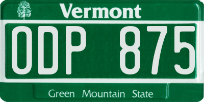 VT license plate ODP875