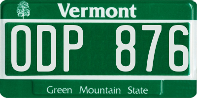 VT license plate ODP876