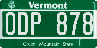 VT license plate ODP878