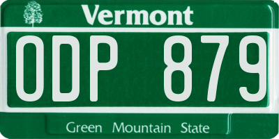 VT license plate ODP879