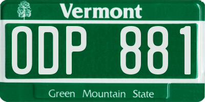 VT license plate ODP881