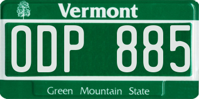 VT license plate ODP885