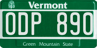 VT license plate ODP890