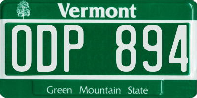 VT license plate ODP894