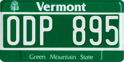 VT license plate ODP895