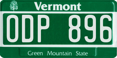 VT license plate ODP896