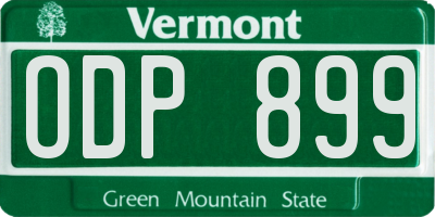 VT license plate ODP899