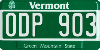 VT license plate ODP903