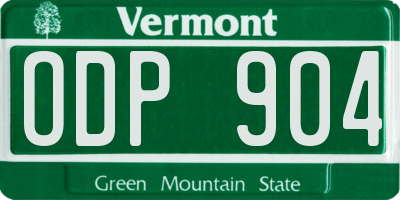 VT license plate ODP904