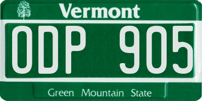 VT license plate ODP905