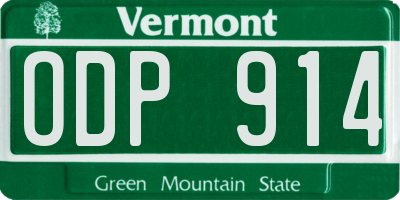 VT license plate ODP914