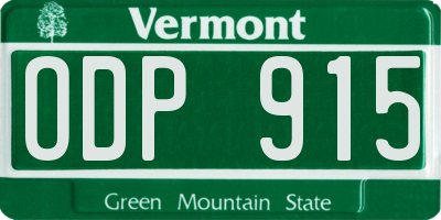 VT license plate ODP915