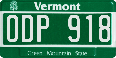 VT license plate ODP918