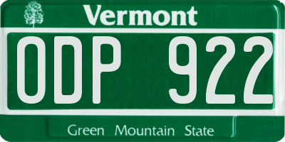 VT license plate ODP922