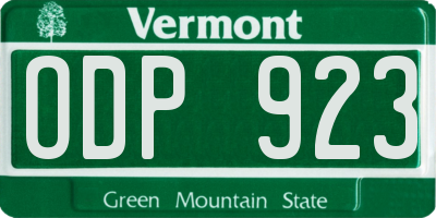 VT license plate ODP923