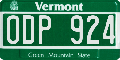 VT license plate ODP924