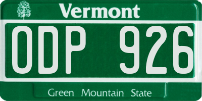 VT license plate ODP926