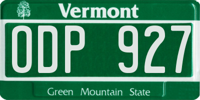 VT license plate ODP927