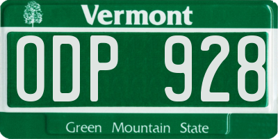 VT license plate ODP928