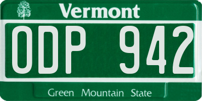 VT license plate ODP942
