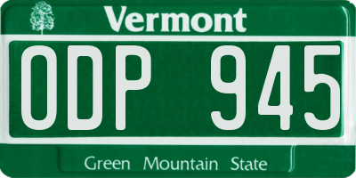 VT license plate ODP945