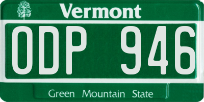 VT license plate ODP946