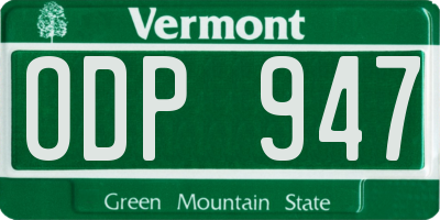VT license plate ODP947