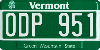 VT license plate ODP951