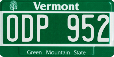 VT license plate ODP952