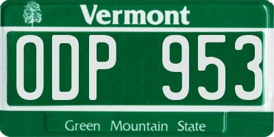 VT license plate ODP953