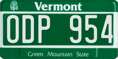 VT license plate ODP954