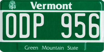 VT license plate ODP956