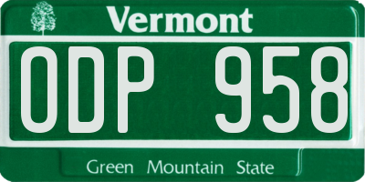 VT license plate ODP958