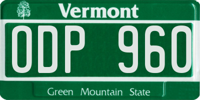 VT license plate ODP960