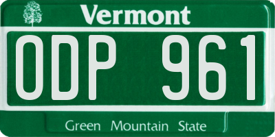 VT license plate ODP961