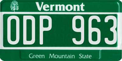 VT license plate ODP963
