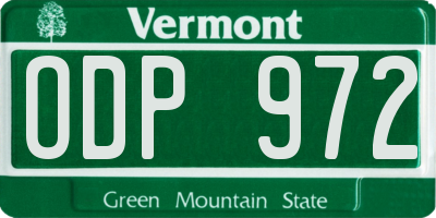 VT license plate ODP972