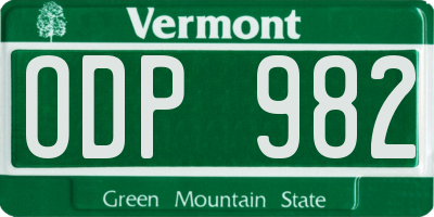 VT license plate ODP982