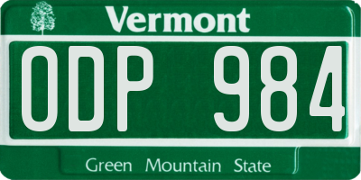 VT license plate ODP984