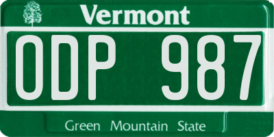 VT license plate ODP987