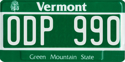 VT license plate ODP990