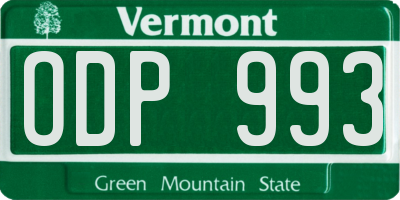 VT license plate ODP993